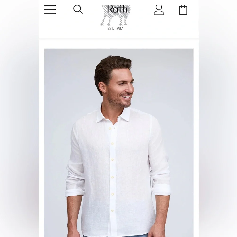 Raffi Crisp White 100% linen Long Sleeve Shirt. Excellent condition;) - Picture 4 of 13